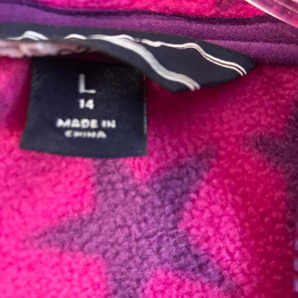 Land’s End Pink and purple star fleece Full Zip Youth jacket - Picture 2 of 4